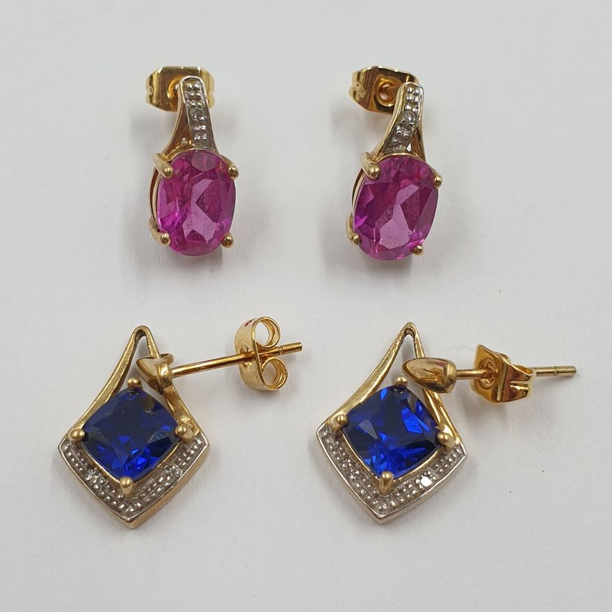 9ct Y/G Sapphire Earrings