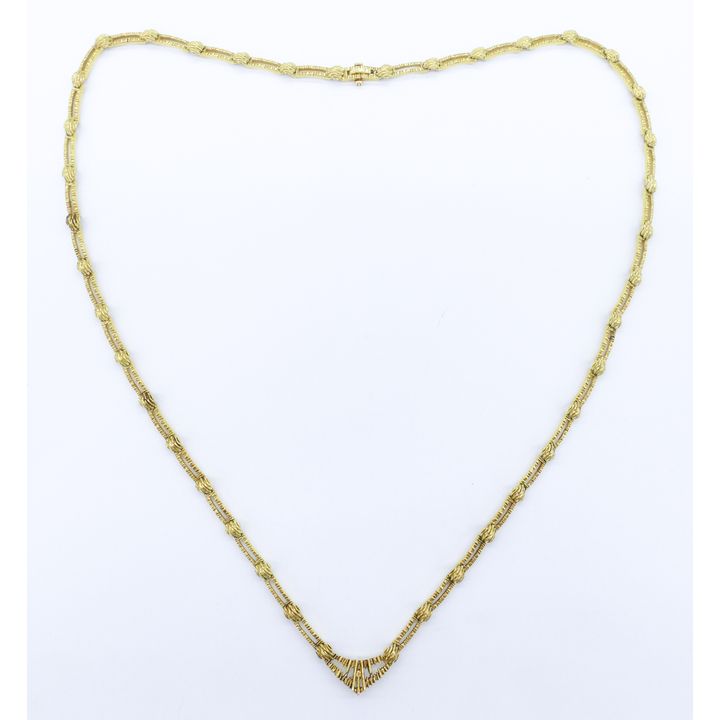 Modern 18k Brutalist Textured Link Necklace