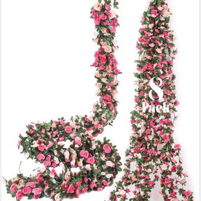 MIRACLIY 8 PACK 65 FT FLOWER GARLAND DECORATIONS PLASTIC ARTIFICIAL FLOWERS FOR WEDDING DECORATION PHOTO BOOTH BACKDROP