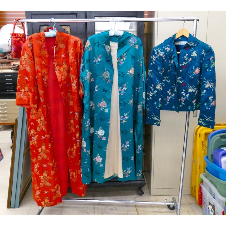 3pc Vintage Chinese Silk Brocade Robes with Purse