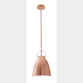 Bright Star Lighting Polished Copper Dome Pendant with Red Cord -