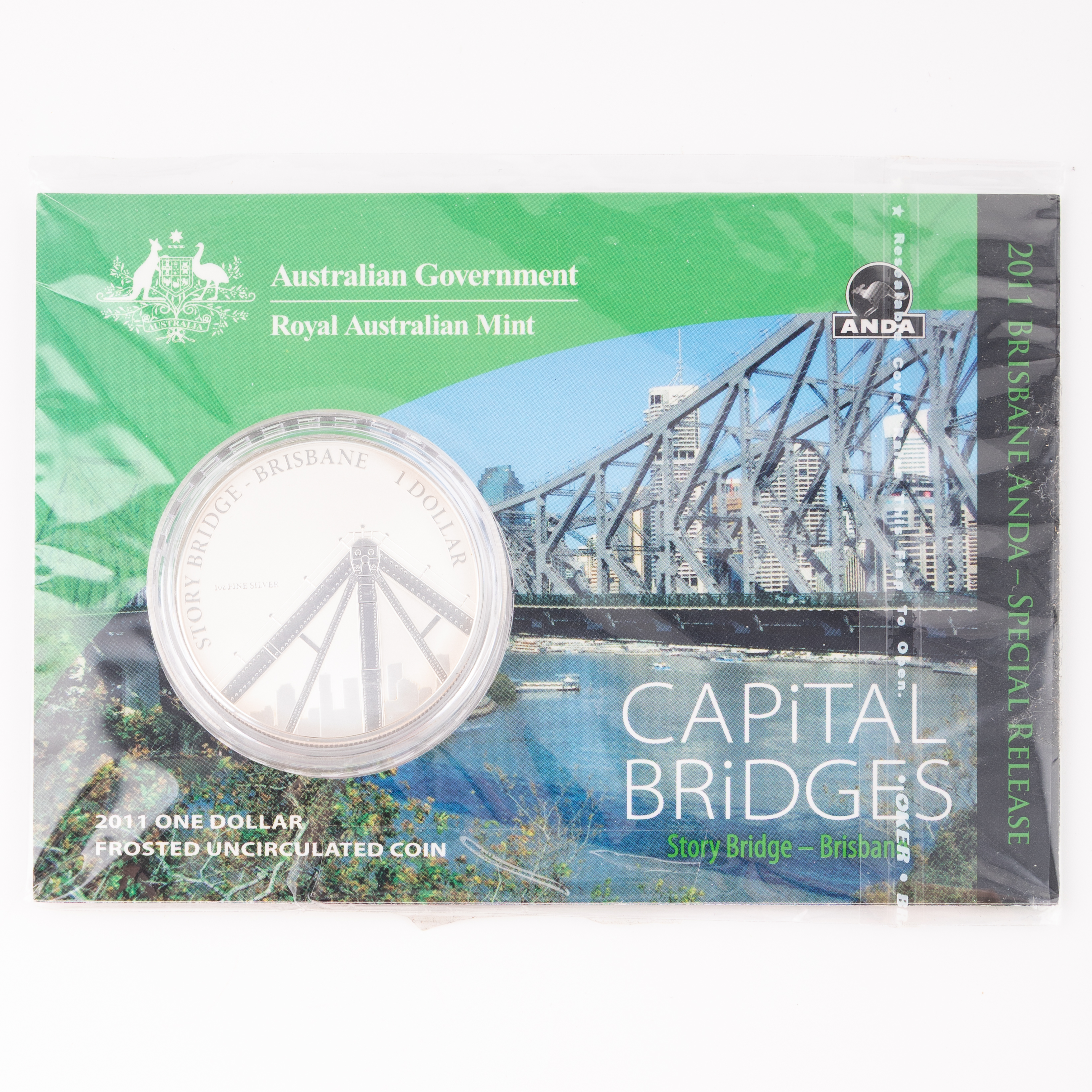 Elizabeth II, RAM - Capital Bridges Story Bridge, Brisbane, One Dollar, 2011, UNC