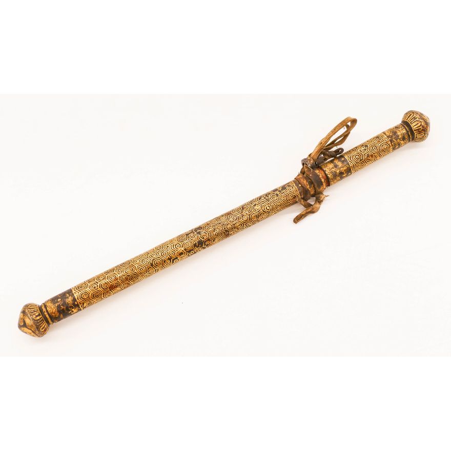 Tibetan 18th Cent. Gold Inlaid Iron Pen Case 14.5''