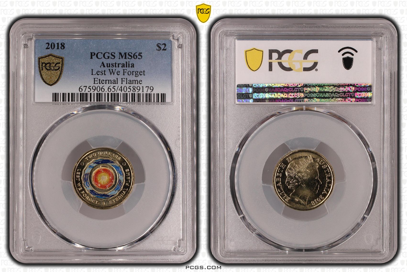 2018 Australia Two Dollar, $2 Lest We Forget - Eternal Flame PCGS - MS65 -179