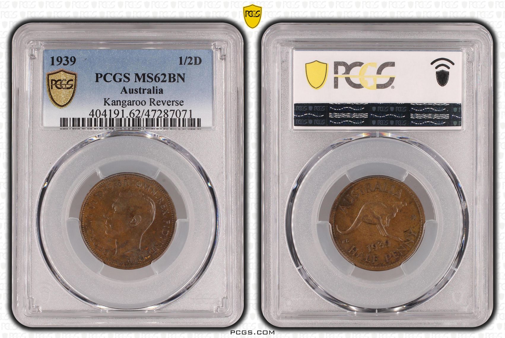 Kangaroo Reverse, Halfpenny, 1939, PCGS MS 62BN