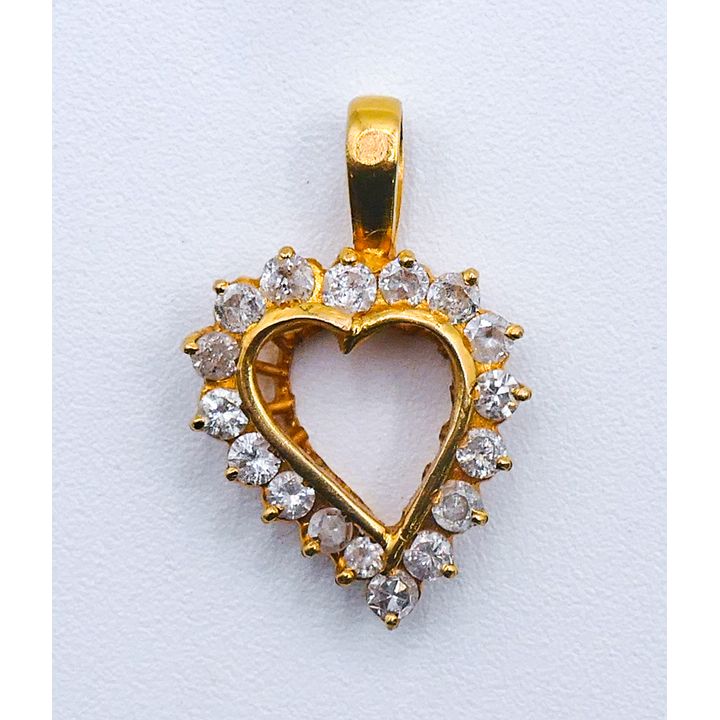 18k Diamond Heart Pendant 1'' - 2.5 Grams