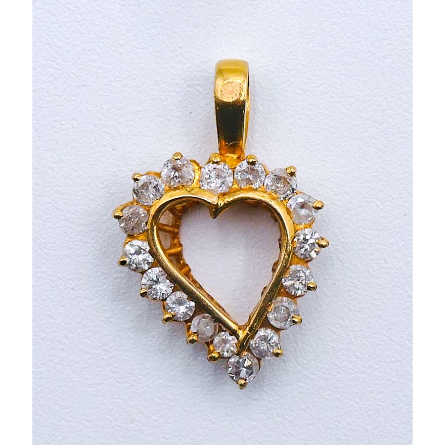 18k Diamond Heart Pendant 1'' - 2.5 Grams
