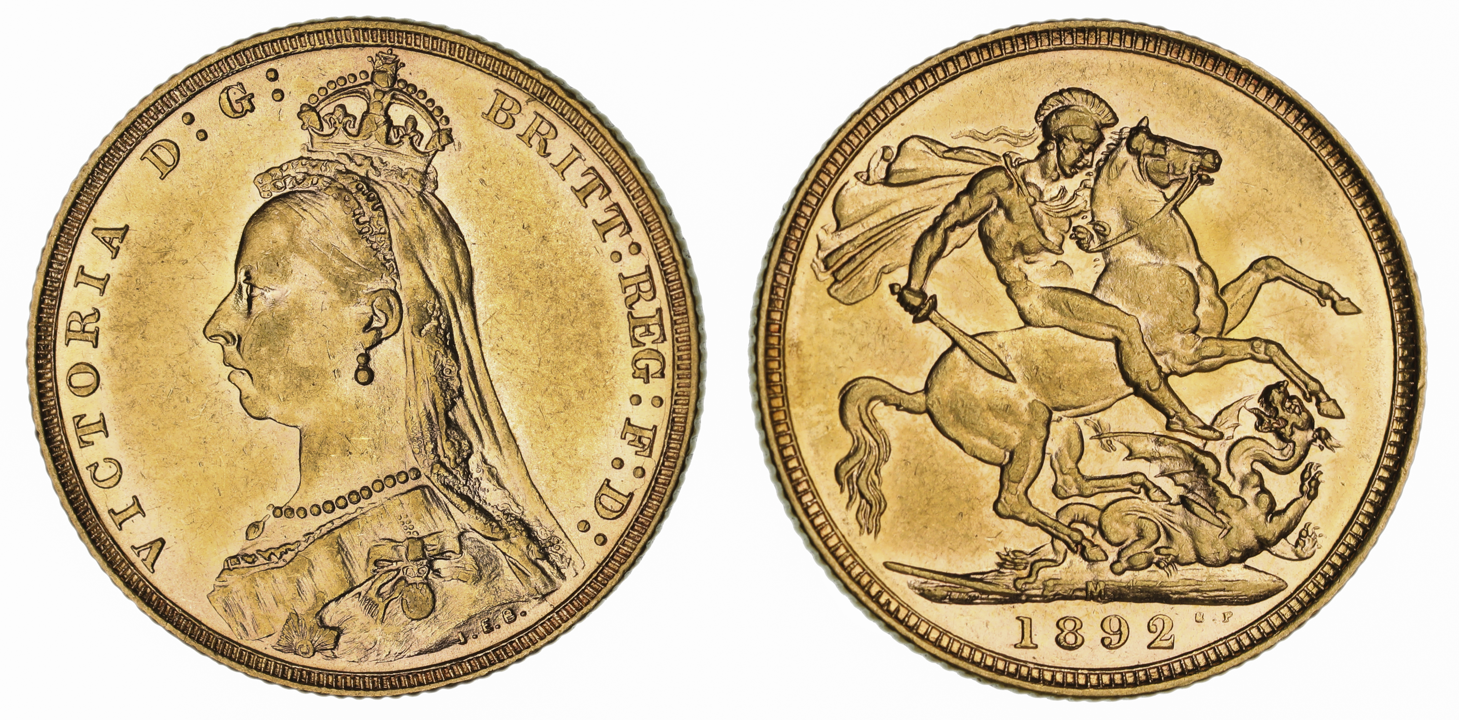 Victoria, St. George Reverse - Melbourne Mint - Jubilee, Sovereign, 1892, aUNC