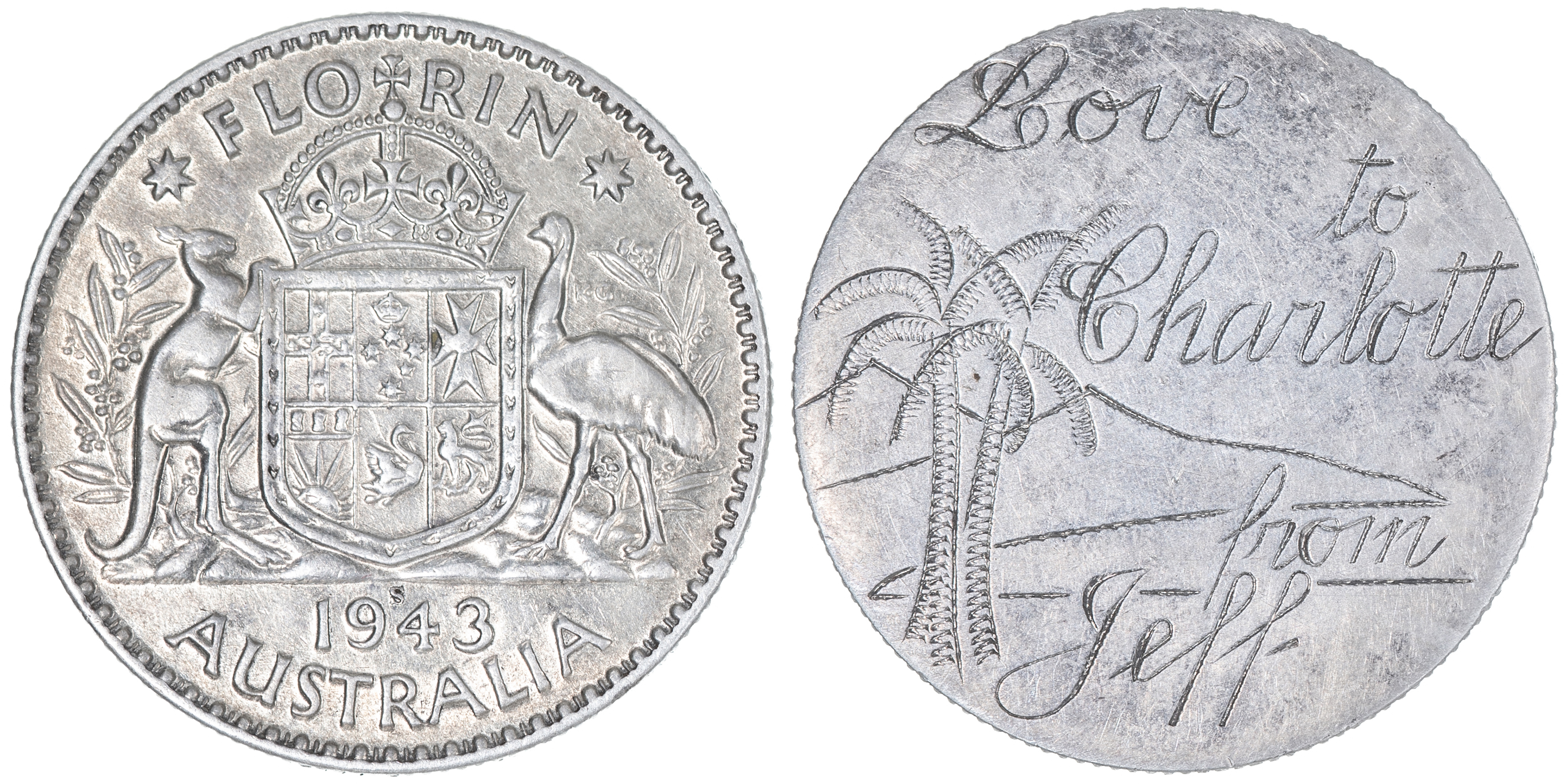 George VI, Florin, 1943-S, aEF