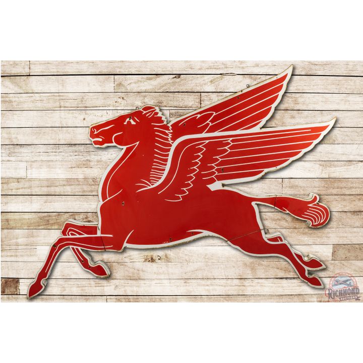 1956 Left Facing Mobil Pegasus Cookie Cutter Porcelain Sign