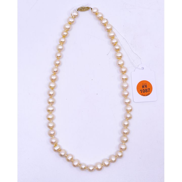 18'' Strand of Real Pearls - 10mm - 14K Clasp