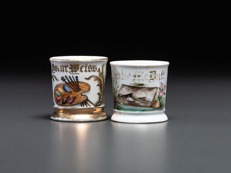 Two Artist's Porcelain Occupational Shaving Mugs
