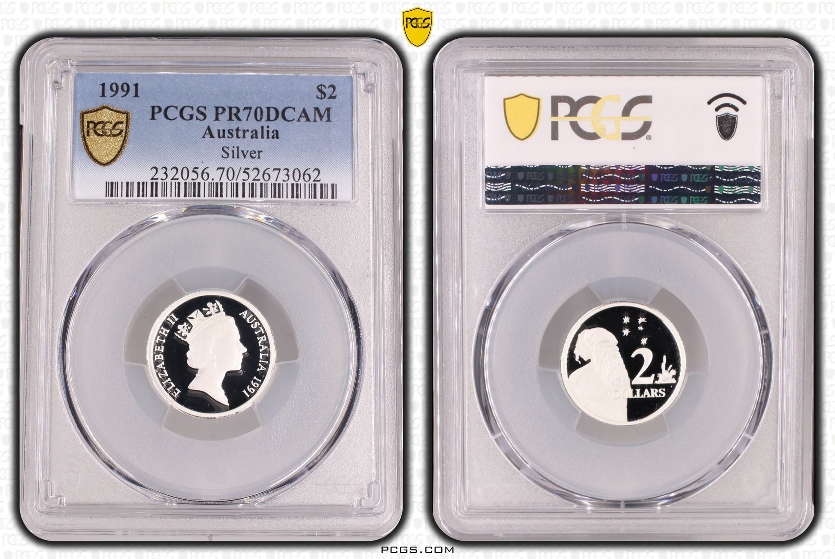 Silver, Two Dollar, 1991, PCGS PR70DCAM