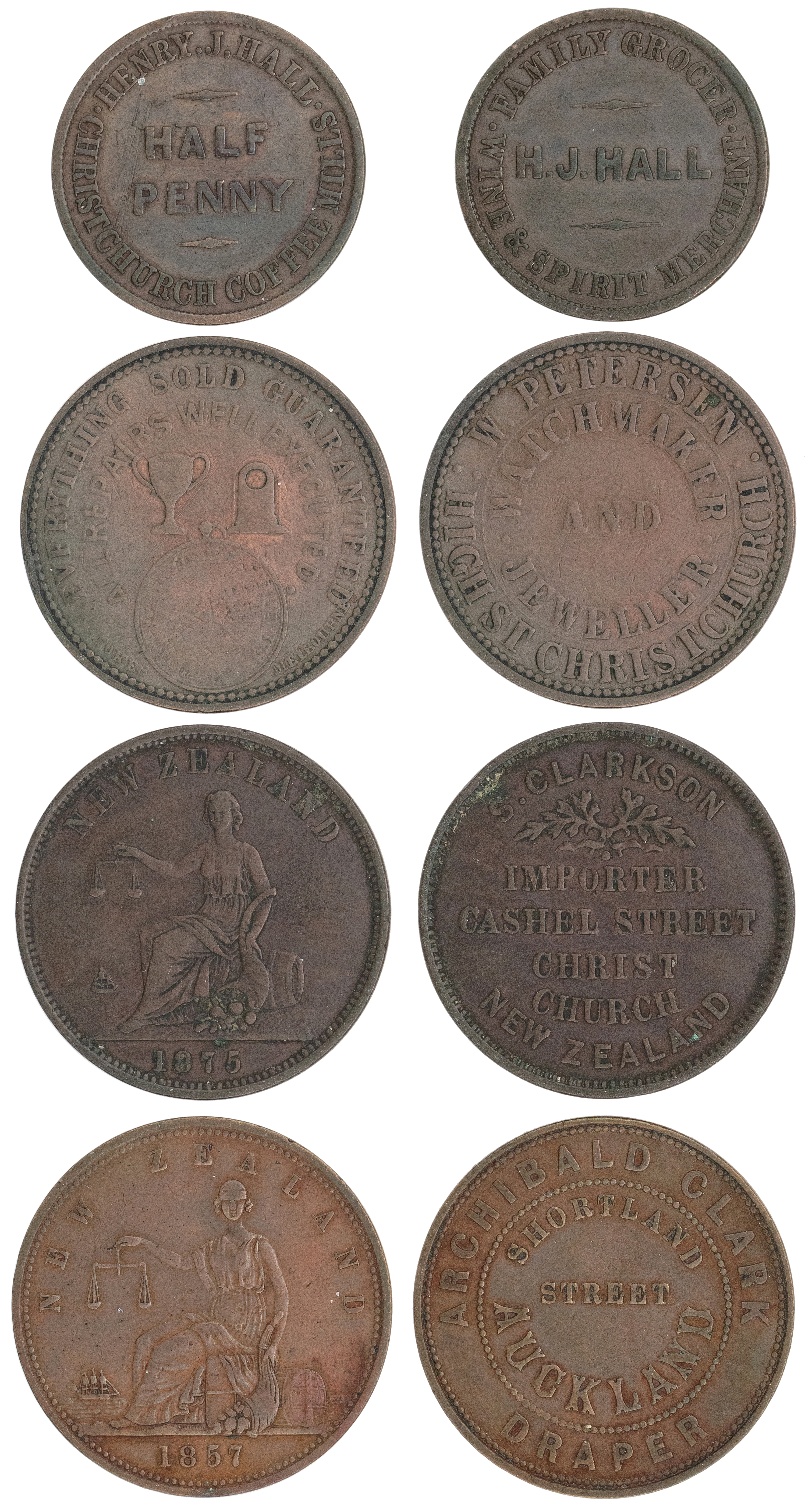 New Zealand, Auckland, Penny, 1857, VF