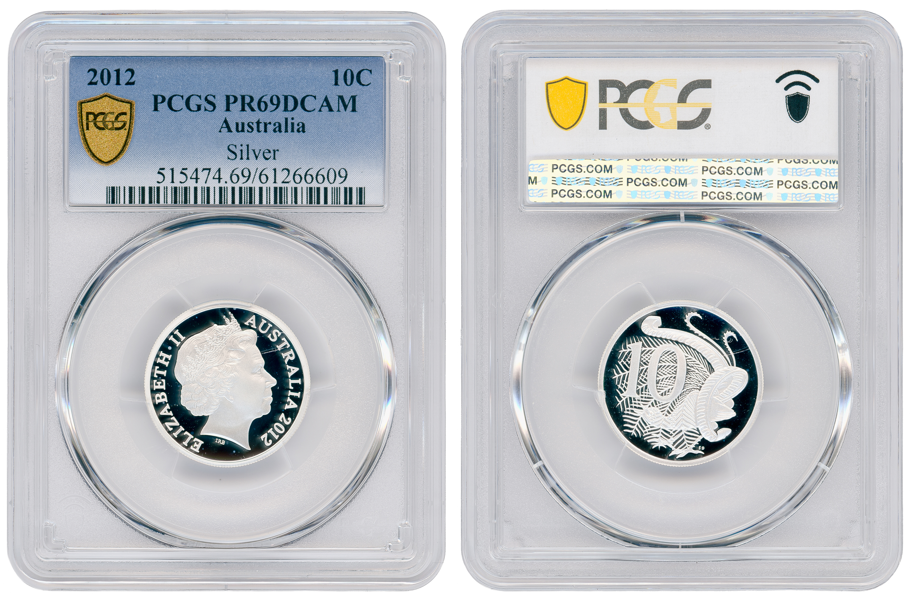 Silver, Ten Cent, 2012, PCGS PR69DCAM