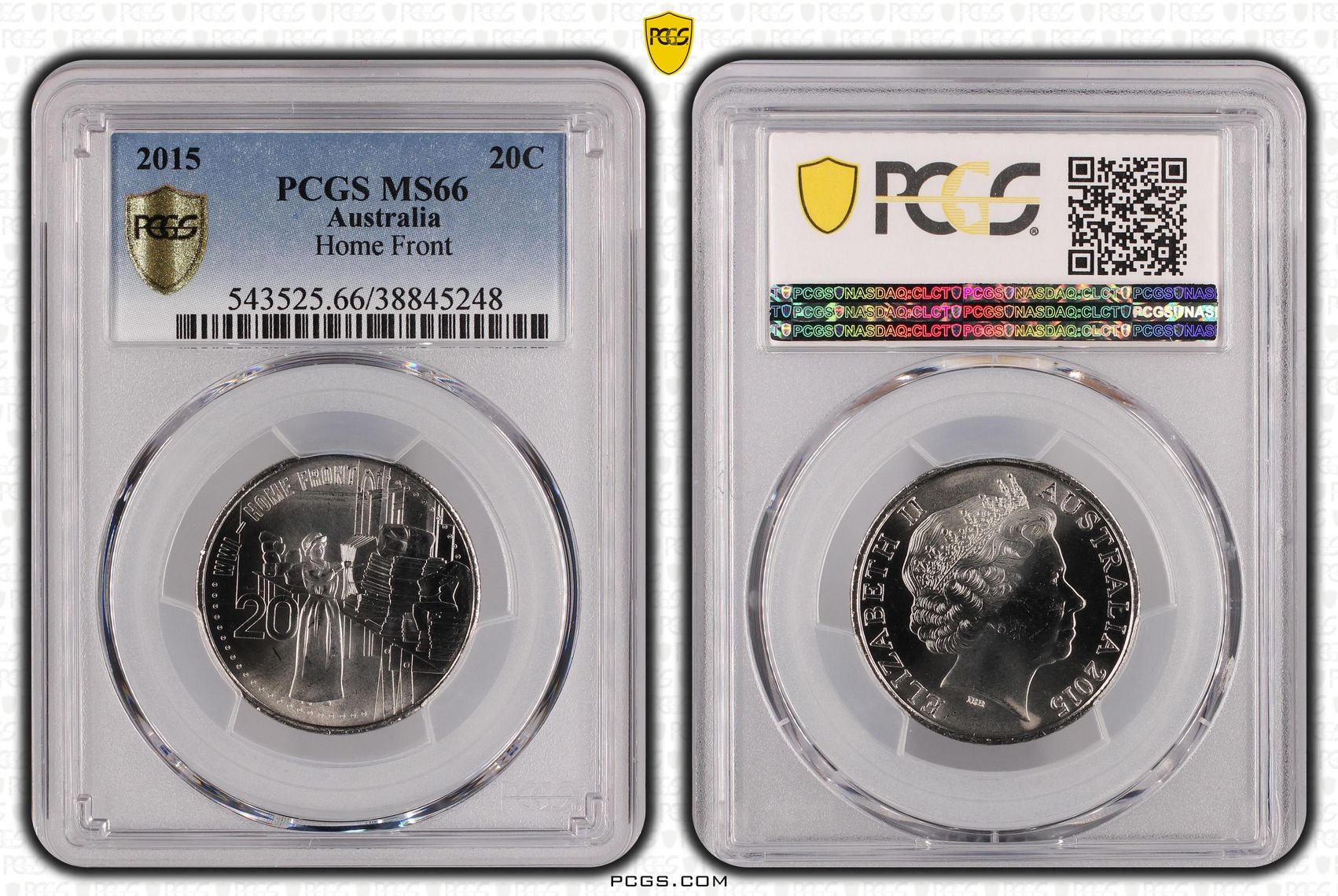 2015 Australia Twenty Cent, 20c Home Front PCGS - MS66 -248