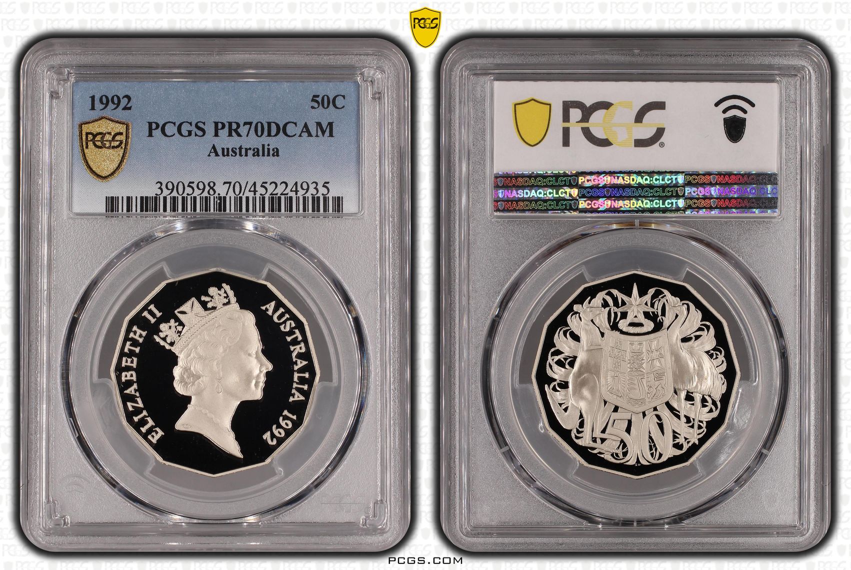 1992 Australia Fifty Cent, 50c PCGS - PR70DCAM POP 12/0 -935