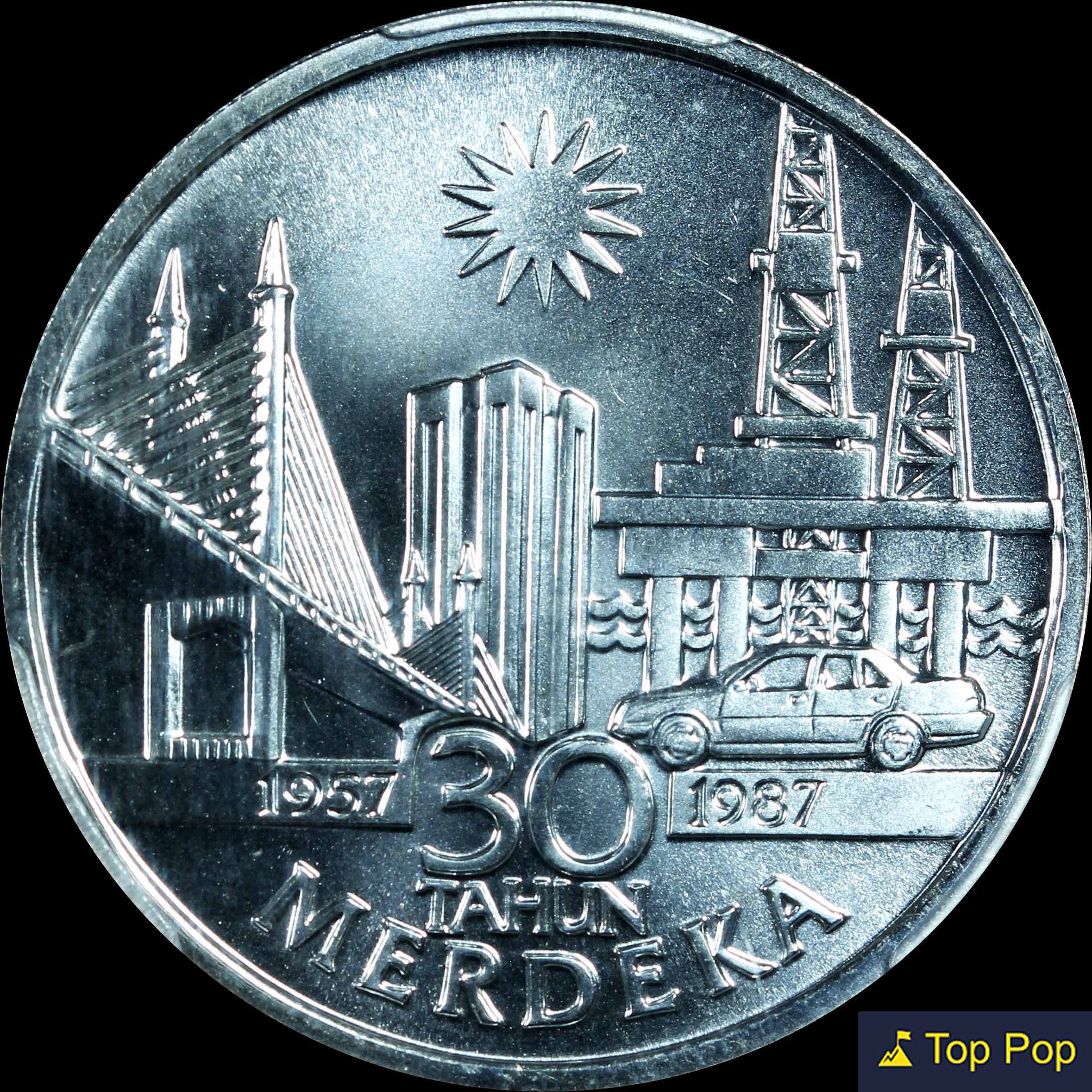 Malaysia, 1987, 10 Ringgit, 30th Anniversary of Independence