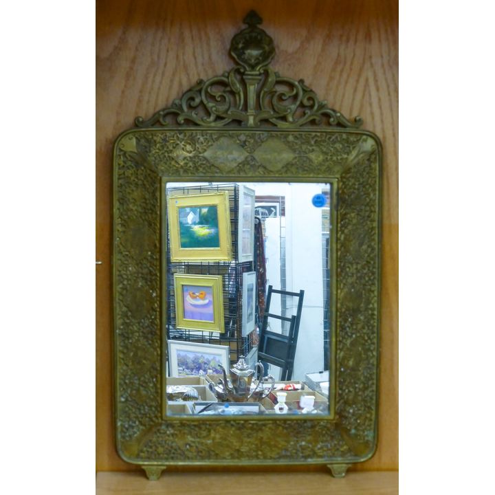 Decorated Brass Mirror 25'' x 14''