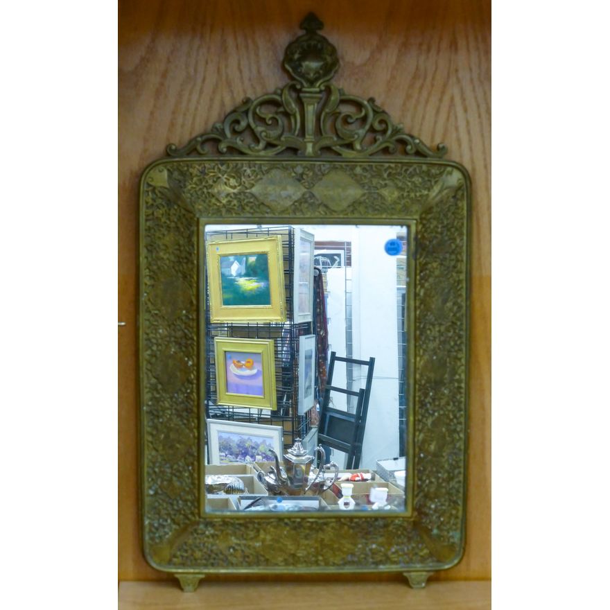 Decorated Brass Mirror 25'' x 14''