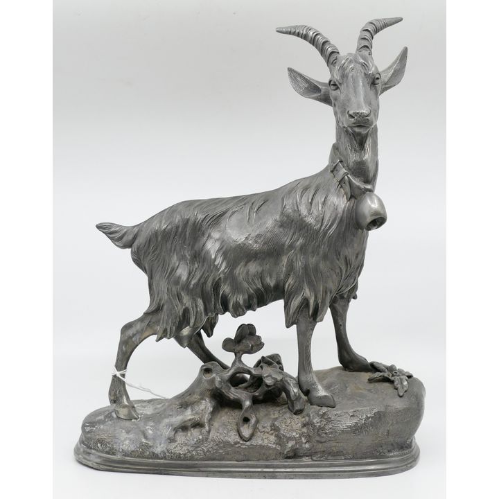 Antique Britannia Mountain Goat Metal Sculpture 13''