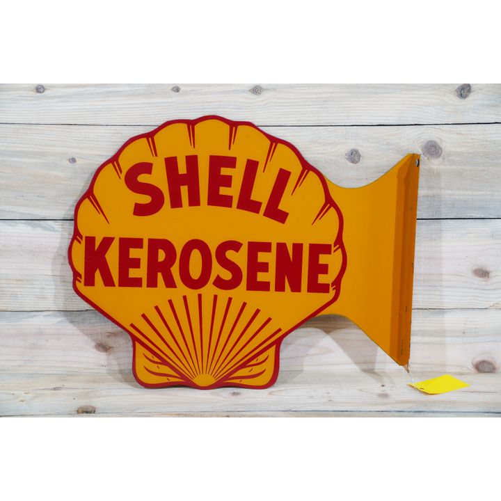 NOS Shell Kerosene Metal Diecut Flange Sign TAC 9+ & 8.9