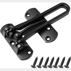 SAISN DOOR REINFORCEMENT LOCK LATCH SWING BAR LOCK FOR HOME SECURITY FRONT DOOR LOCKS FOR KIDS THICKEN SOLID ALUMINIUM ALLOY (BLAC