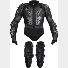 LARGE ADULT MOTORCYCLE PROTECTIVE JACKET AND KNEE PADS, BACK SPINE CHEST PROTECTOR, FULL BODY ARMOR FOR MOTOCROSS DIRT BIKE GEAR