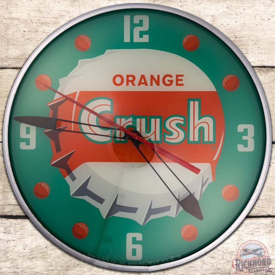 Orange Crush PAM Lighted Advertising Clock w/ Bottlecap - 9