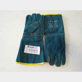 HEAT RESISTANT LEATHER GREEN BRAAI GLOVES/WELDING GLOVES BY GREAT EMPIRE