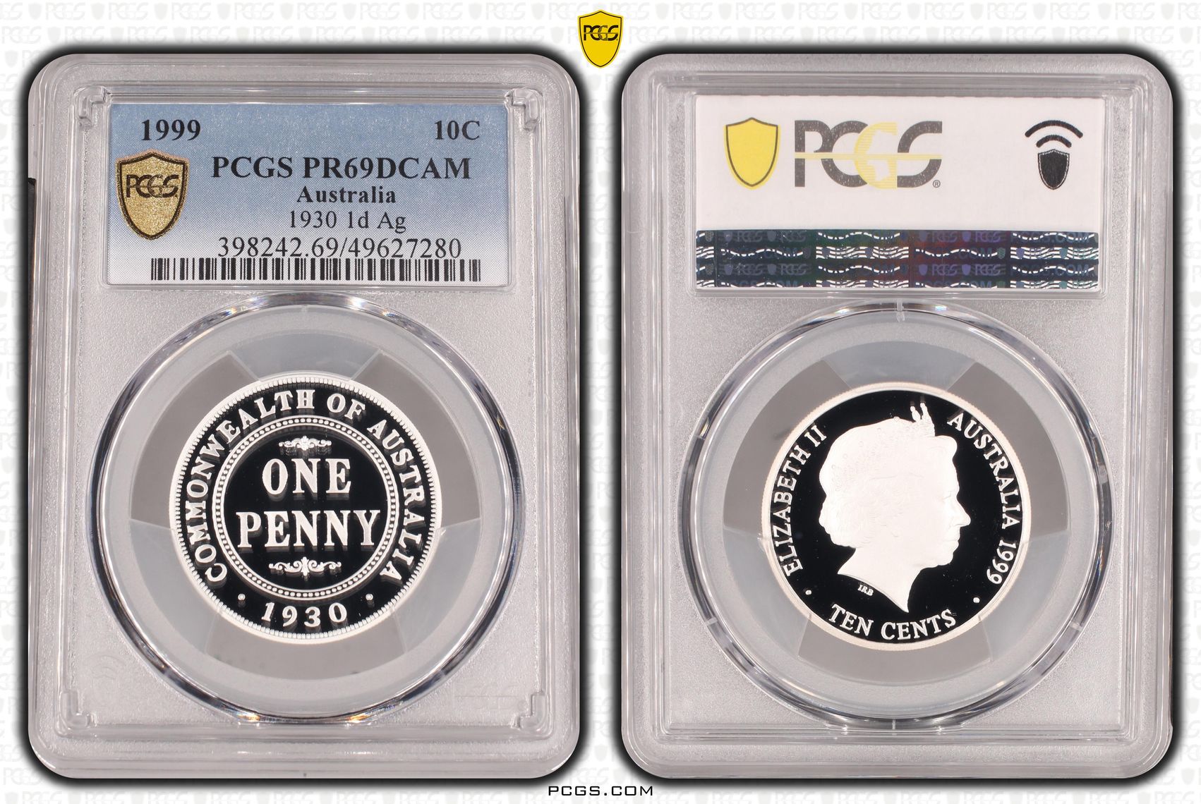 1930 1d Silver, Ten Cent, 1999, PCGS PR69DCAM