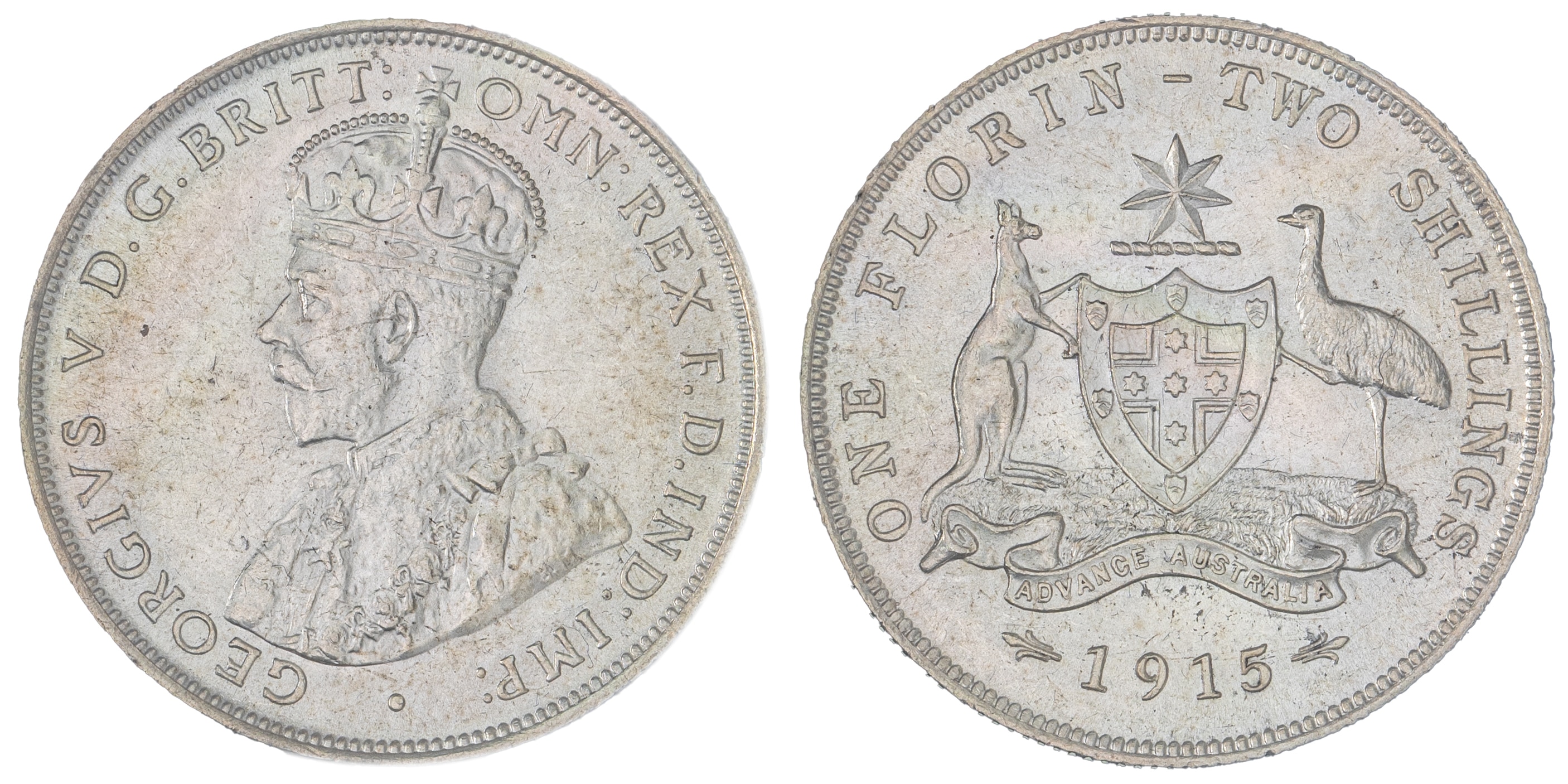 George V, Florin, 1915, UNC