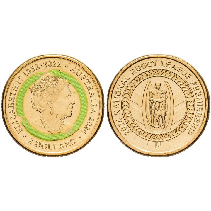 Elizabeth II, National Rugby League Premiership - Bullseye, Two Dollar, 2024, UNC