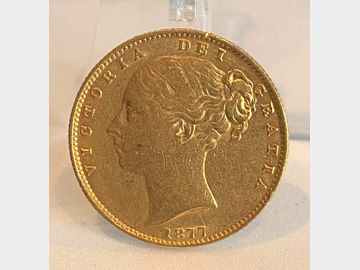 1877 VICTORIA YOUNG HEAD SYDNEY MINT SHIELD GOLD SOVEREIGN
