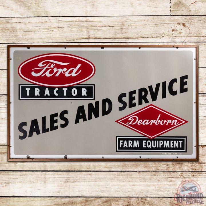 Ford Tractor Dearborn Farm Equipment Sales and Service Single Sided Porcelain Sign w/ Logo