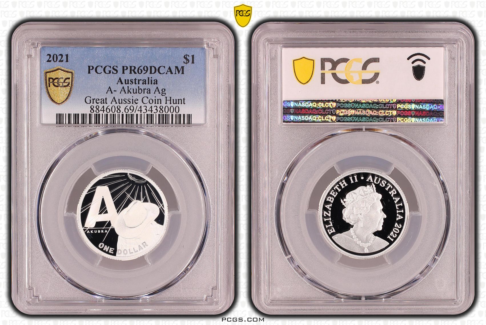 Elizabeth II, Silver, A- Akubra, Great Aussie Coin Hunt, One Dollar, PR69DCAM , 2021 PCGS POP - 3/0