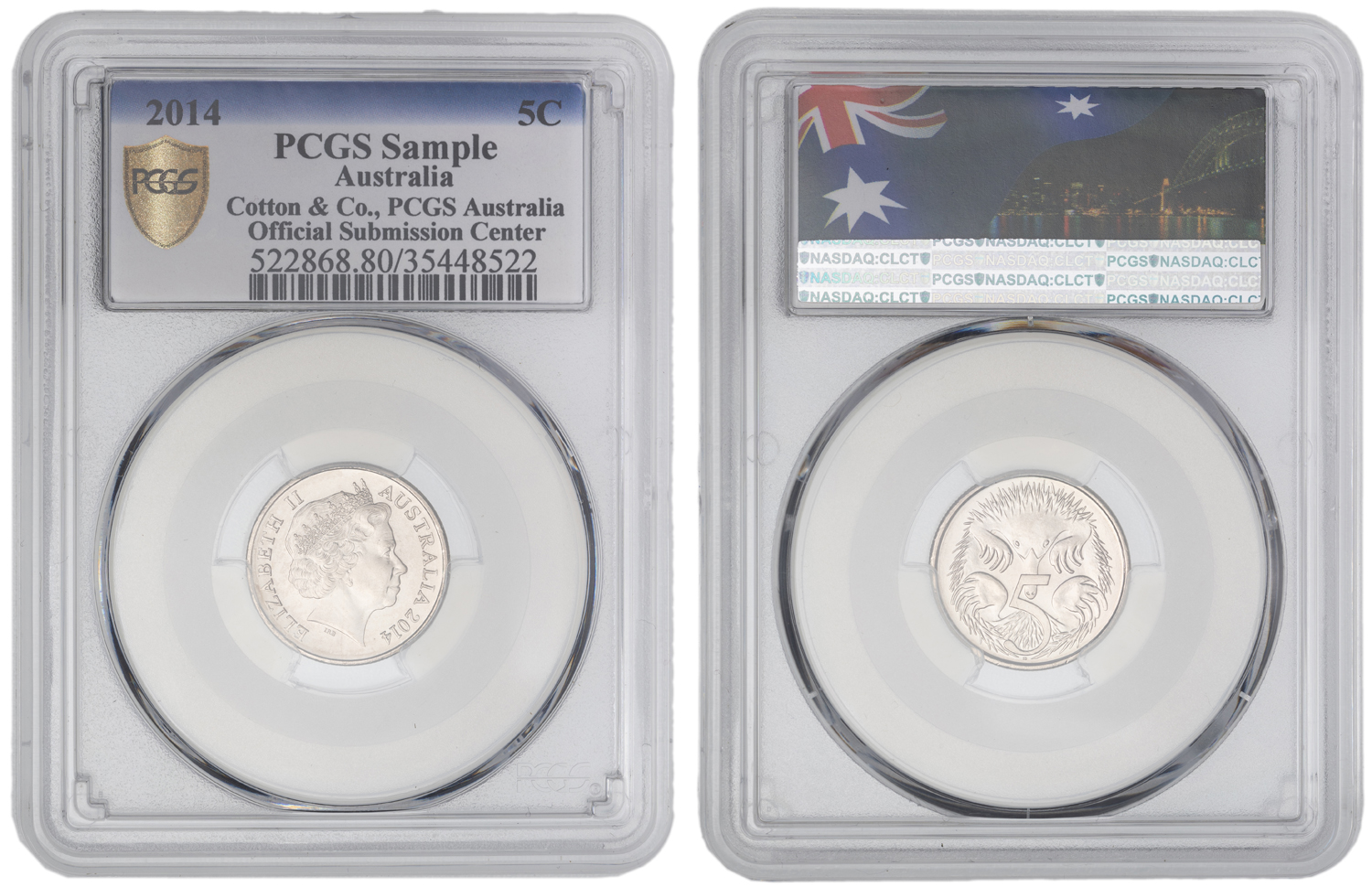 Elizabeth II, Five Cent, 2014, PCGS Genuine (80 - Genuine)
