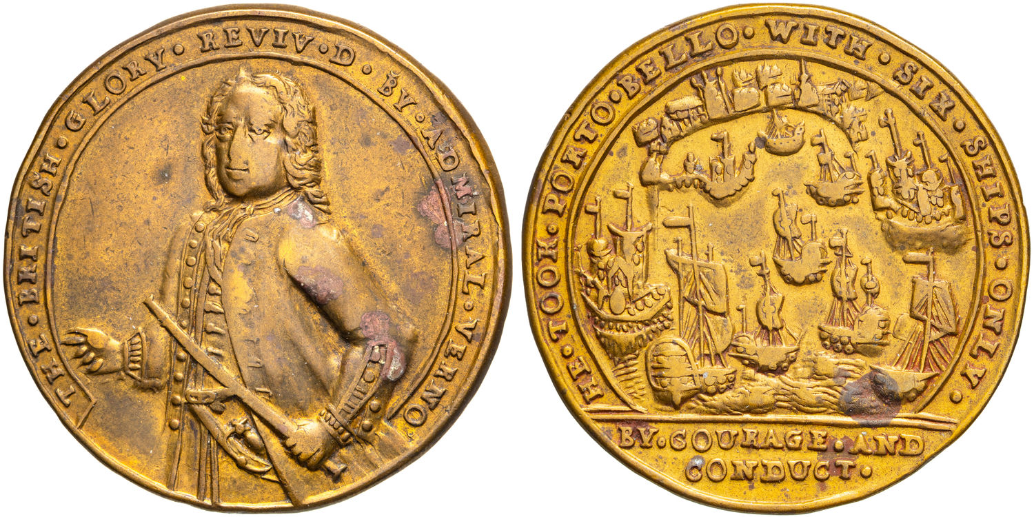 United States, Admiral Vernon, Porto Bello Taken Medal - Undated, 1739, gVF