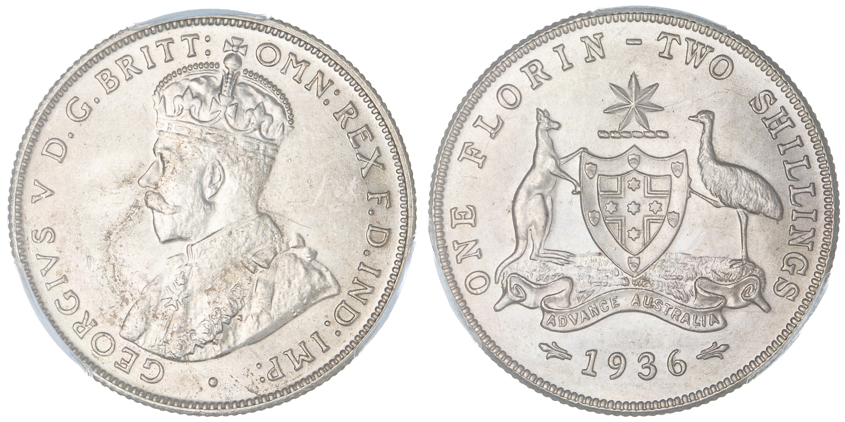 George V, Florin, 1936, PCGS MS63