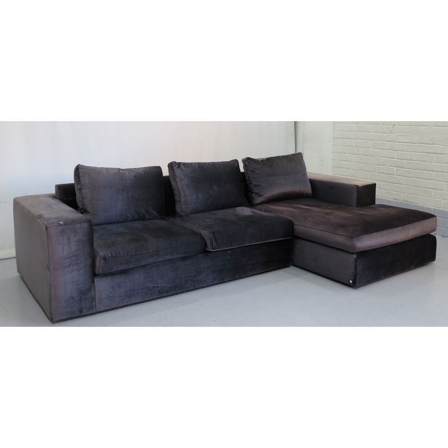 SUEDE UPHOLSTERED L-SHAPED SUITE