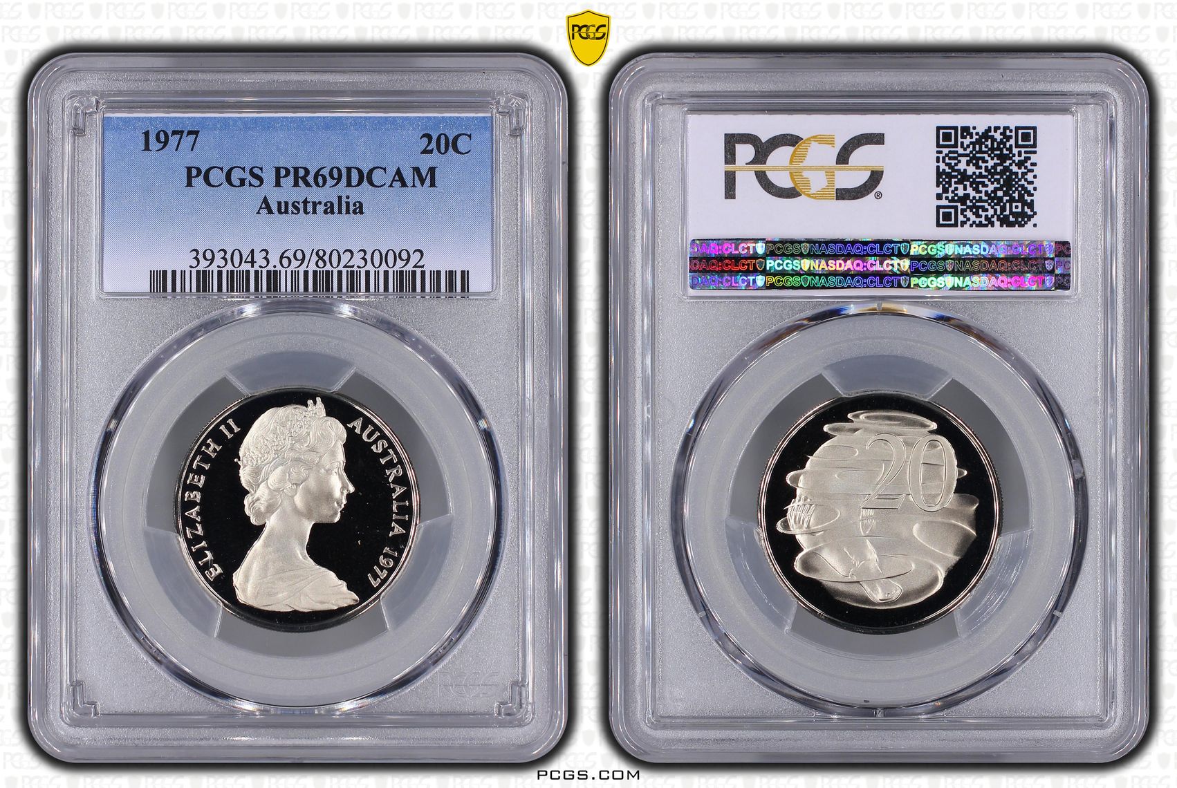 Elizabeth II, Twenty Cent, 1977, PCGS PR69DCAM