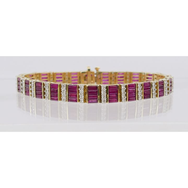 Lady's 14k Ruby and Diamond Cocktail Bracelet