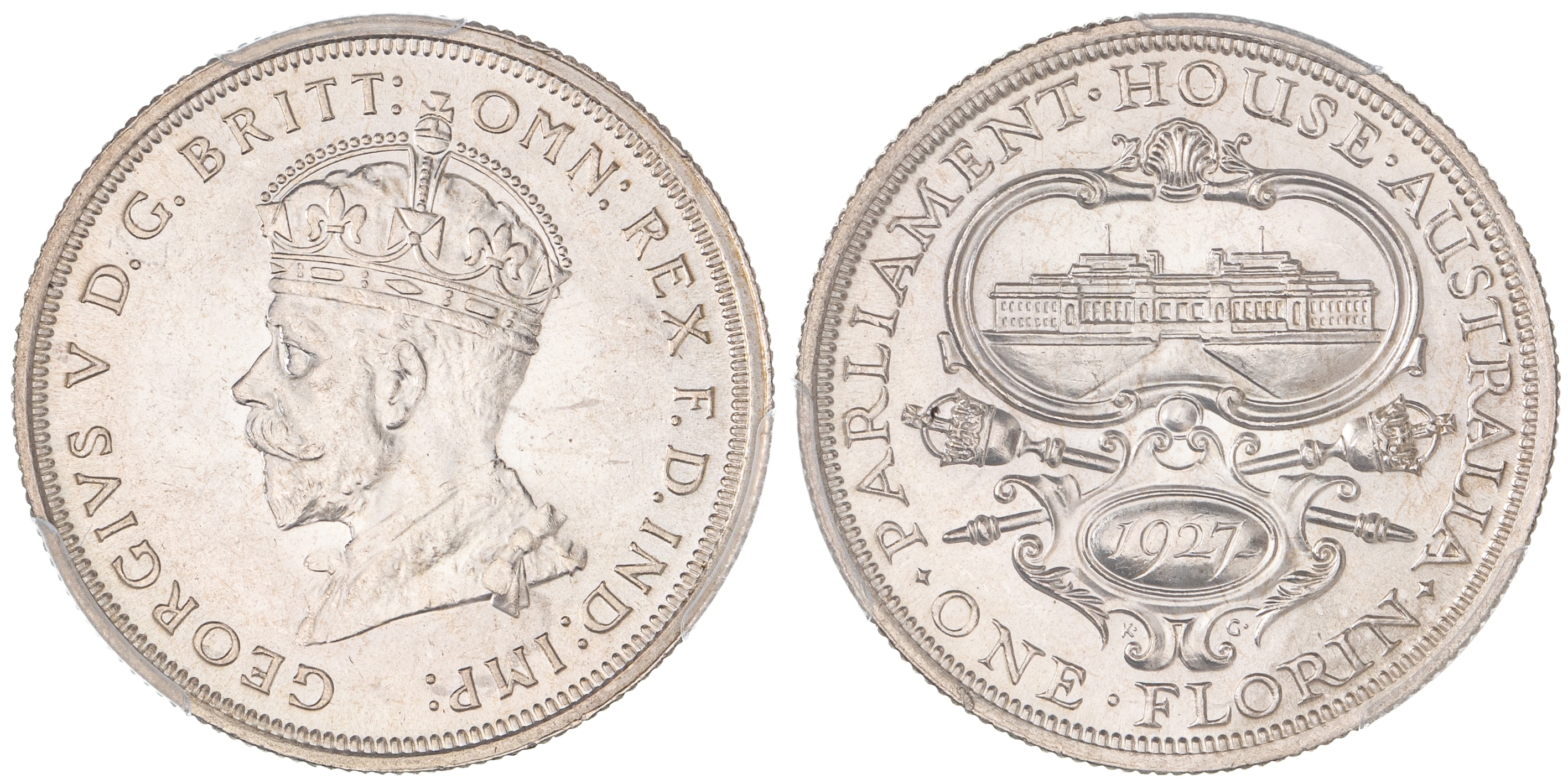 George V, Canberra, Florin, 1927, PCGS MS63