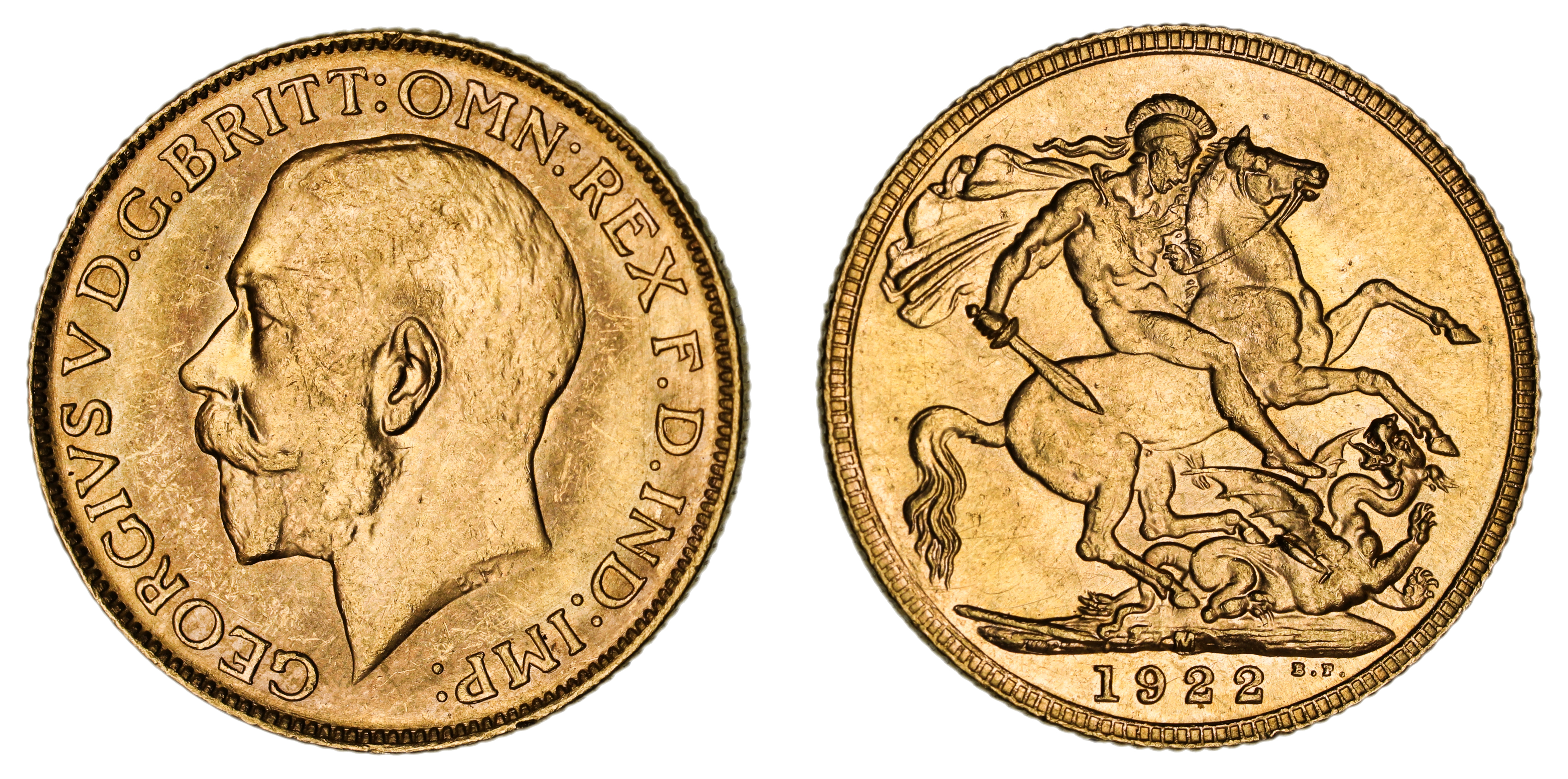 George V, St. George Reverse - Melbourne Mint, Sovereign, 1922, UNC