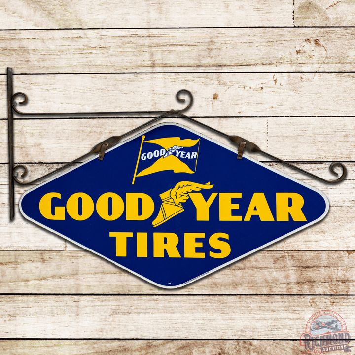 Goodyear Tires DSP Sign & Original Hanger w/ Flag & Wingfoot Logos - 9