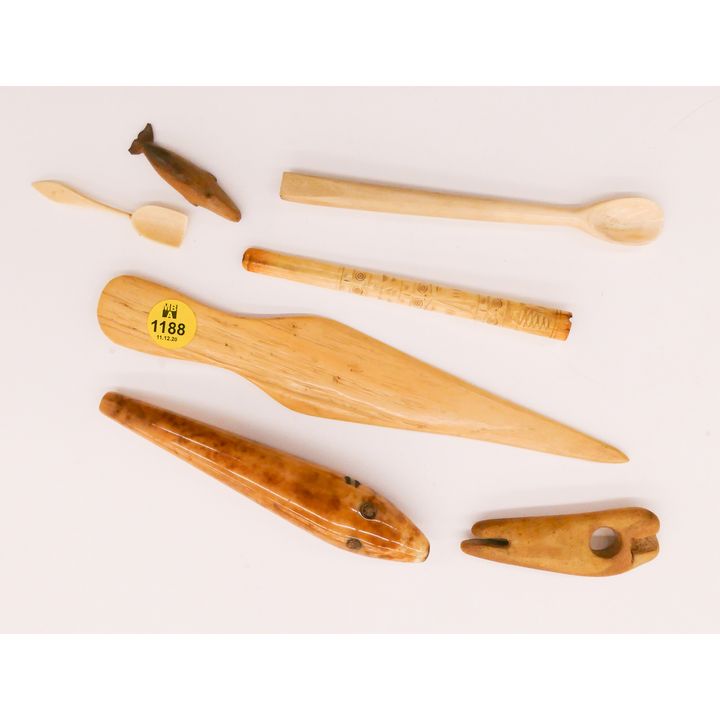 Box Eskimo Carved Implements- largest 8.5''