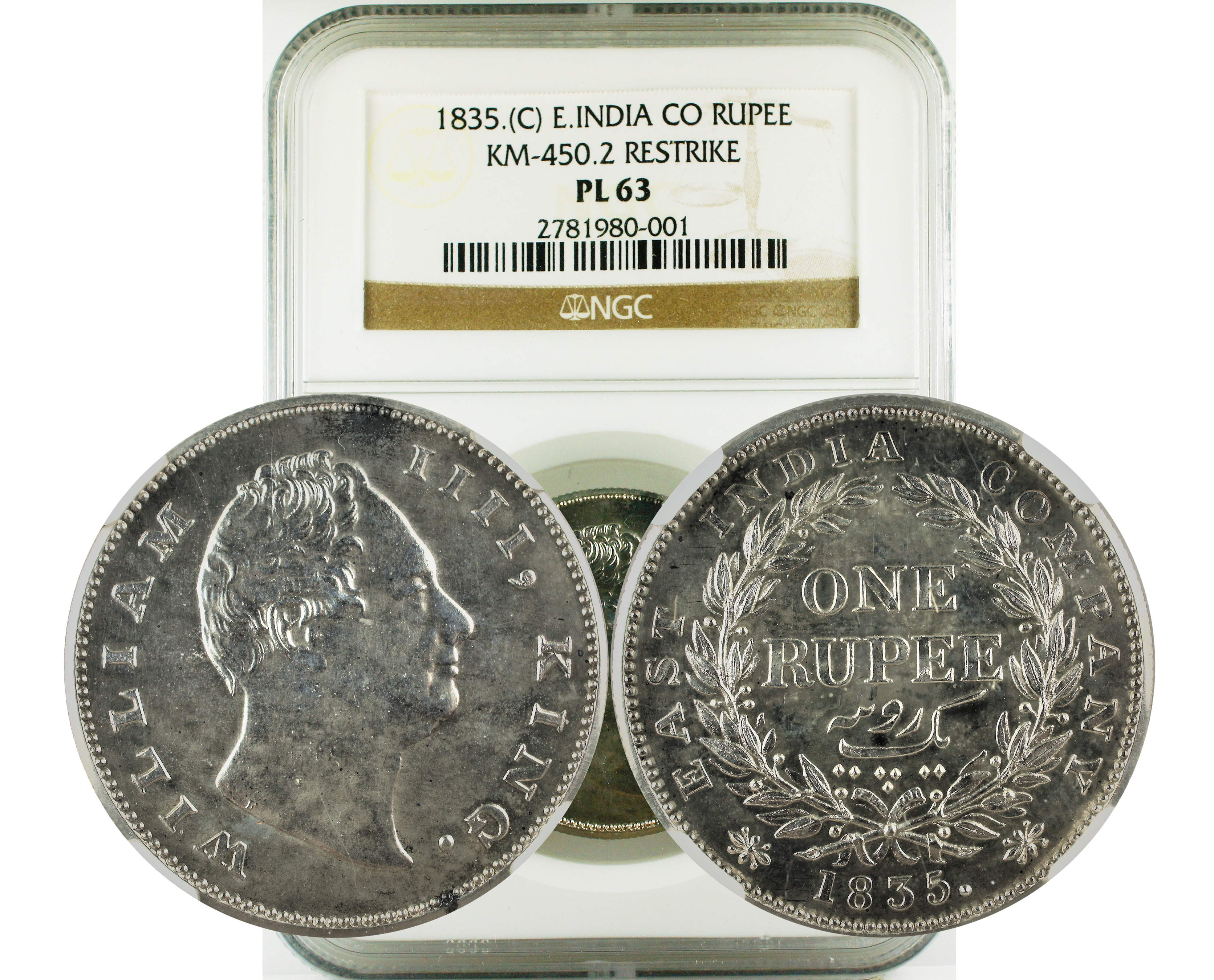 1835.(C) INDIA S&W-1.43 TYPE D/4 RAISED 