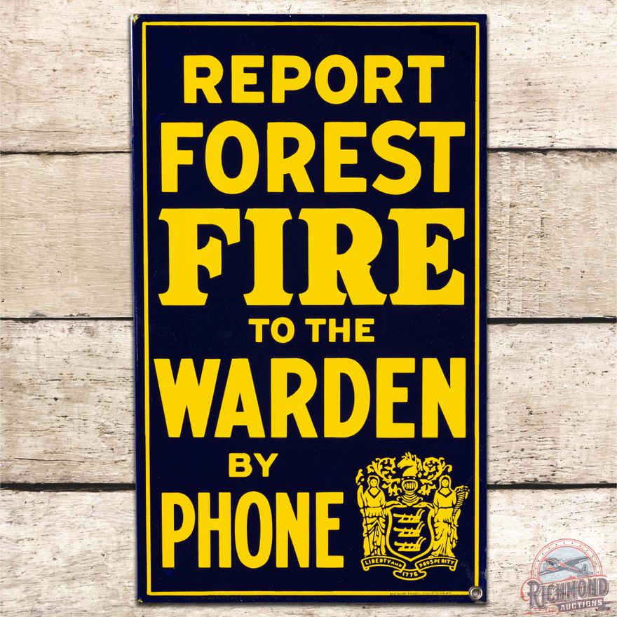 Report Forest Fire to the Warden by Phone DS Porcelain Flange Sign