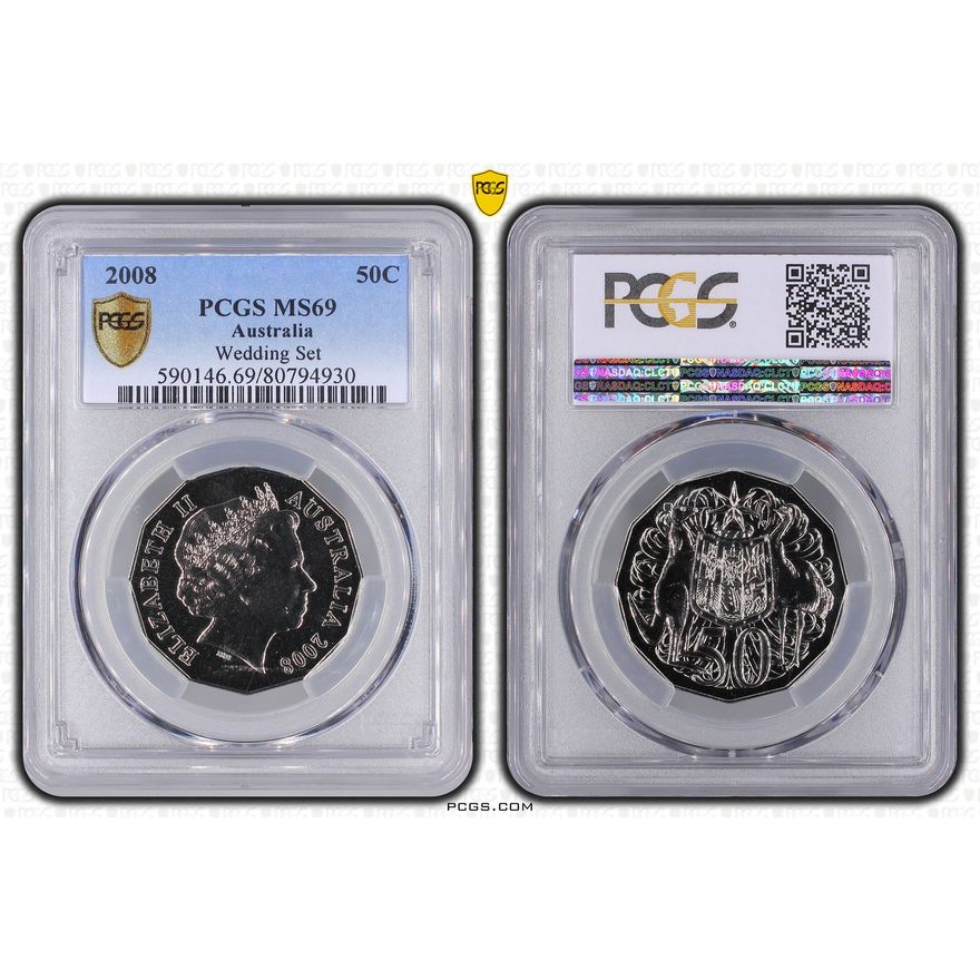 Elizabeth II, Fifty Cent, 2008, PCGS MS69