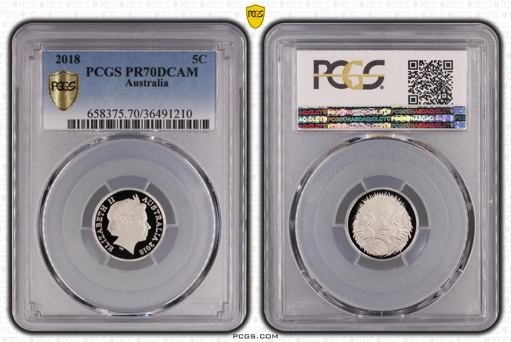 Top pop, Five Cent, 2018, PCGS PR70DCAM